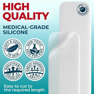 Medical Grade Silicone Scar Sheets - Transparent - 6Pk (5.7 X1.6 ) - Visible Difference On Surgical & Keloid Scars - Reusable C-Section Scar Silicone Strips - Easy To Use Silicone Sheets For Scars