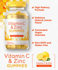 Carlyle Vitamin C and Zinc Gummies | 120 Count | Vegan , Non-GMO, Gluten Free Supplement | Natural Honey Lemon Flavor