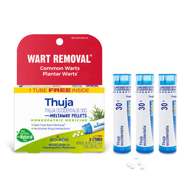 Boiron Thuja Occidentalis 30C Wart Removal Homeopathic Medicine For Painless Removal Of Warts From Plantar (Feet), Hands, And Oth
