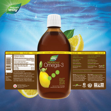 Nature's Way NutraSea Omega-3 Supplement with Zesty Lemon Flavour ÃƒÂ¢Ã¢â€šÂ¬Ã¢â‚¬Å“ EPA and DHA Fish Oil ÃƒÂ¢Ã¢â€šÂ¬Ã¢â‚¬Å“ Support Healthy Heart and Brain Function in Kids and Adults ÃƒÂ¢Ã¢â€šÂ¬Ã¢â‚¬Å“ GMO Free, 500 ml Liquid