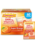 Emergen-C 1000Mg Vitamin C Powder For Daily Immune Support Caffeine Free Vitamin C Supplements With Zinc And Manganese B Vitamins And Electrolytes Super Orange Flavor - 60 Count/2 Month Supply