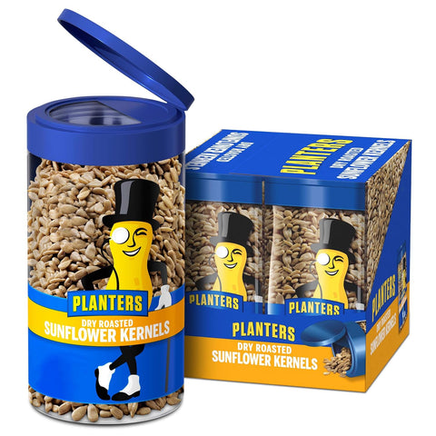 PLANTERS Pop & Pour Dry Roasted Sunflower Seeds to Eat Road Trip Snack PlantBased Protein Snacks for Adults After School Snacks for Kids Bulk Nuts Kosher 5.85oz Jar (4 Count)