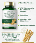 Carlyle Magnesium Glycinate with Ashwagandha | 2740mg Complex | 120 Vegetarian Capsules | Potent Duo | Non-GMO and Gluten Supplement