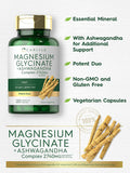 Carlyle Magnesium Glycinate with Ashwagandha | 2740mg Complex | 120 Vegetarian Capsules | Potent Duo | Non-GMO and Gluten Supplement