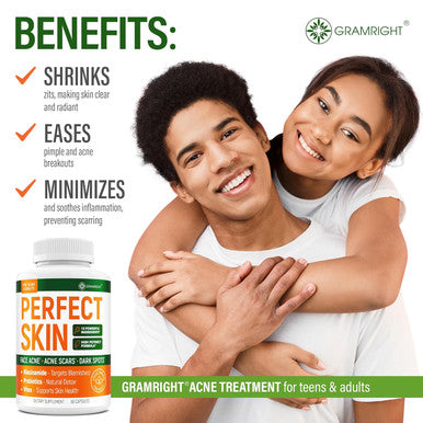 Acne Supplements For Clear Skin With Biotin, Zinc, Vitamin A & Niacin - Acne Pills For Acne Scar Treatment - Cystic Acne Treatment With Probiotics For Gut Health & Glowing Skin - Made In Usa - 60 Caps