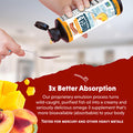 Barlean's Mango Peach Omega 3 Fish Oil Liquid Supplement with Vitamin D 1080mg EPA and DHA Fatty Acid Smoothie Flavored and Burpless for Brain Joint and Heart Health 8 oz