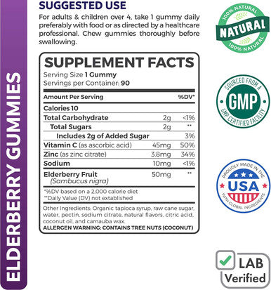 Elderberry Gummies for Kids with Vitamin C Zinc 90 Delicious Raspberry Gummies Immune Support Supplement for Children Sambucus Elderberry Gummies 3 Months Supply Vegetarian No Pills
