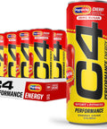 Cellucor C4 Performance Energy Drink | Strawberry Blast | Zero Sugar Carbonated Preworkout Energy | 200mg Caffeine with Beta Alanine | 16 Fl Oz (12 Pack)