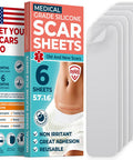 Medical Grade Silicone Scar Sheets - Transparent - 6Pk (5.7 X1.6 ) - Visible Difference On Surgical & Keloid Scars - Reusable C-Section Scar Silicone Strips - Easy To Use Silicone Sheets For Scars