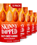 SkinnyDipped Salty + Sweet Maple Almond Crunch, Healthy Snack, Plant Protein, Gluten Free, 4 oz Resealable Bags, Pack of 5
