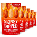 SkinnyDipped Salty + Sweet Maple Almond Crunch, Healthy Snack, Plant Protein, Gluten Free, 4 oz Resealable Bags, Pack of 5