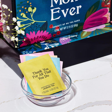 Thoughtfully Gourmet Best Mom Ever Tea Set Tea Sampler Includes 6 Flavors of Tea with Inspirational Quotes Great s for Mom Set of 90