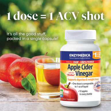 Enzymedica, Apple Cider Vinegar, Healthy Weight And Digestive Support, 120 Count