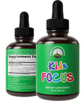 Kids Focus Drops. Attention Deficit Liquid Supplement For Concentration, Attention, Brain, Memory. No Bitter Taste. Natural Non-H