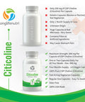 LongLifeNutri Citicoline Cdp Choline 300Mg - Brain Booster For Enhanced Focus & Clarity - 120 Veggie Capsules - Made In Usa