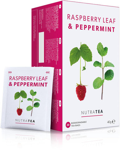 Nutra Tea - Raspberry Leaf & Peppermint Tea - Raspberry Leaf Tea For Pregnancy & Expectant Mothers - 20 Tea Bags - Herbal Tea - (1 Pack)
