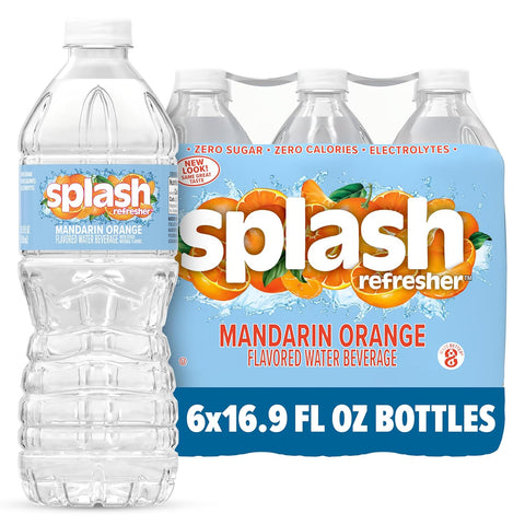 SPLASH REFRESHER Flavored Water Bottles, Wild Berry Flavor - 6 Pack | Refreshing Flavored Bottled Water with Electrolytes - Zero Sugar & Zero Calories - 16.9 Fl Oz