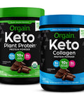 Orgain Keto PlantBased Protein Powder Chocolate Keto Friendly Organic Vegan Gluten Organic Prebiotic Fiber 0.97 Pound Keto Collagen Protein Powder with MCT Oil Chocolate 0.88 Pound