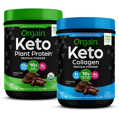 Orgain Keto PlantBased Protein Powder Chocolate Keto Friendly Organic Vegan Gluten Organic Prebiotic Fiber 0.97 Pound Keto Collagen Protein Powder with MCT Oil Chocolate 0.88 Pound
