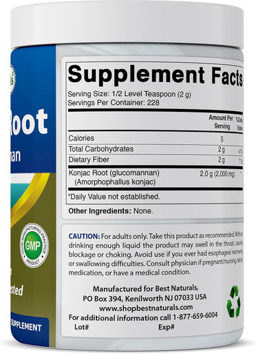 Best Naturals 2 Pack Konjac Glucomannan Root 1 Pound - 2000 mg per Serving - (Total 2 Pound)
