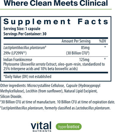 Hyperbiotics IBS Support Probiotic | Reduce Symptoms of IBS | Prolonged Relief from Bloating Gas Irregularity & Abdominal Discomfort | Shelf-Stable | Vegan | 30 Capsules