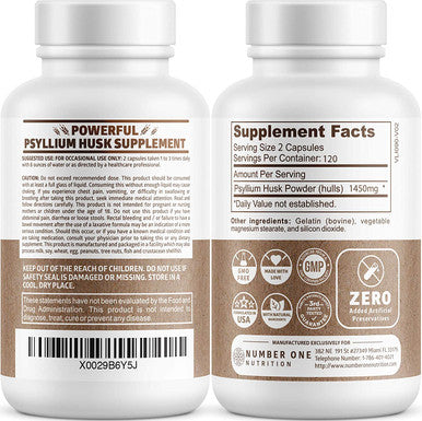 Premium Psyllium Husk Capsules All Natural Potent Powerful Soluble Fiber Supplement Helps Support Regularity Digestion 240 Caps
