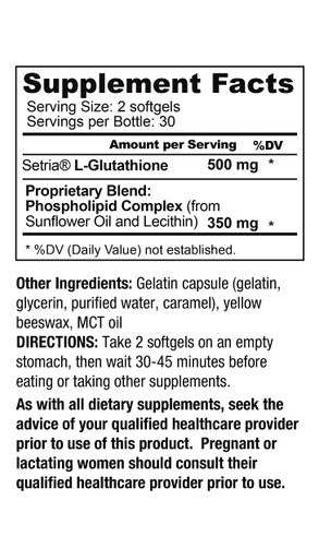 Liposomal Glutathione by Core Med Science - 500mg - 60 Softgels - Setria - Antioxidant Supplement