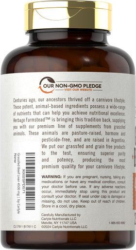 Grassfed Beef Liver Capsules 4500mg | 250 Count | Desiccated Supplement | Non-GMO, Gluten Free | by Herbage Farmstead