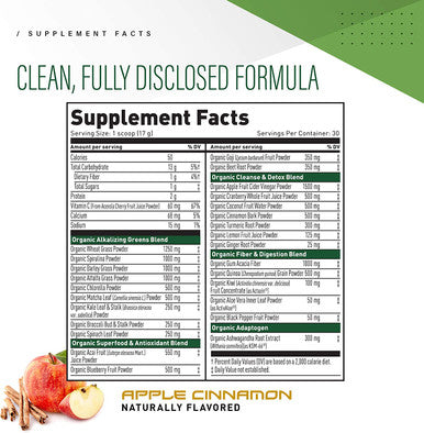 Kaged Muscle Outlive 100 Organic Superfoods and Greens Powder with Apple Cider Vinegar, Antioxidants, Adaptogen, Prebiotics,(Apple Cinnamon, 30 Servings)