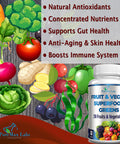 YUMMYVITE Fruit And Veggie Superfood Greens - 28 Fruits And Vegetables Incl. Alfalfa, Barley Grass, Spirulina, Beet Root, Tart Cherry, Concentrated Natural Antioxidants- 60 Tablets