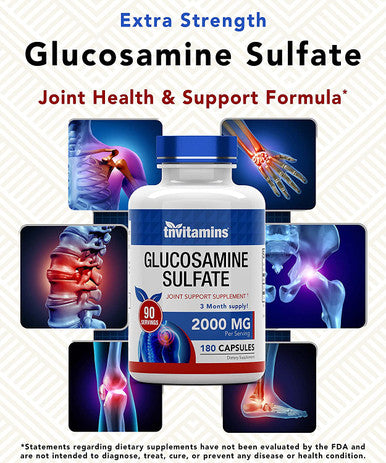 Glucosamine Sulfate Capsules 2000 Mg (180 Count) | Joint Support* Supplement For Women & Men | Produced In The Usa | Promotes Flexibility & Mobility* | By Tnvitamins
