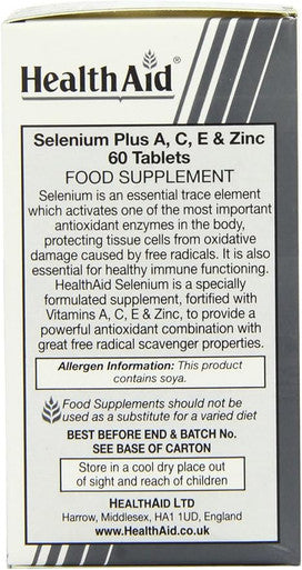 Health Aid Selenium Plus A, C, E + Zinc 60's