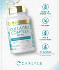 Carlyle Collagen with Hyaluronic Acid 500mg | 90 Capsule Pills | Hydrolyzed Collagen Supplement | Non-GMO, Gluten Free