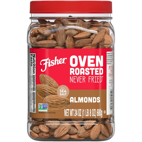 Fisher Oven Roasted Never Fried Mixed Nuts with Peanuts, 24 Ounces | Pack Of 1, Peanuts, Almonds, Cashews, Pistachios, Pecans, Trail Mix, Healthy Snacks For Adults, Made With Sea Salt