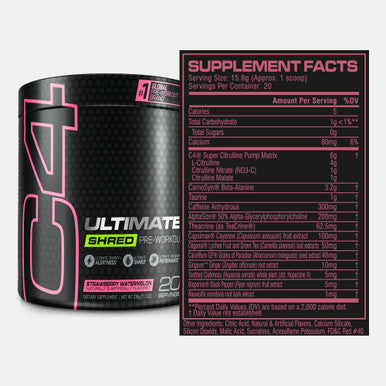 Cellucor C4 Ultimate Shred Pre Workout Powder, Fat Burner For Men & Women, Weight Loss Supplement With Ginger Root Extract, Strawberry Watermelon, 20 Servings, 12.3 Ounce (Pack Of 1)