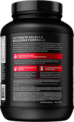 Whey Protein Powder | MuscleTech Nitro-Tech Whey Protein Isolate & Peptides | Milk Chocolate, 4 Pound (Pack of 1), 40 Servings