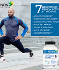 Renew Actives Potent L-Tyrosine Supplement For Amino Acid Support | Boost Muscle Protein Synthesis, Enhance Health & Well Being | 500Mg, 120 Capsules