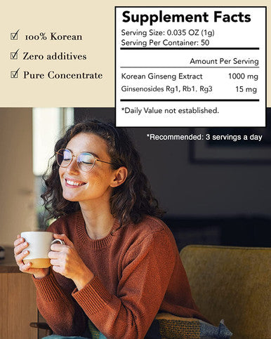 Ilhwa Pure Concentrated Ginseng Extract Tea 1.76oz 50g Authentic 50000mg Korean Panax Ginseng Root with Ginsenosides to Support Energy Strength Focus
