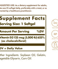 Solgar Vitamin D3 (Cholecalciferol) 125 Mcg (5000 Iu) 100 Softgels - Helps Maintain Healthy Bones & Teeth - Immune System Support - Non-Gmo Gluten Free Dairy Free 100 Servings