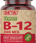 Vegan Sublingual B-12, 2500 mcg, 90 Tabs by Deva Vegan Vitamins (Pack of 2)