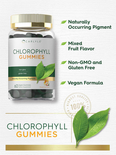 Carlyle Chlorophyll Gummies | 60 Count | Mixed Fruit Flavor | Complex Vegan Supplement | Non-GMO & Gluten