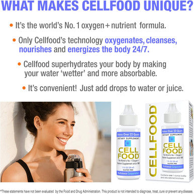 Cellfood Oxygen Boost, 1 Fl Oz - Liquid Oxygen Supplement For Lymphatic Drainage, Altitude Sickness, Jet Lag, Fatigue, Headaches, Hangovers - Gluten Free, Cert. Kosher - Makes Over 22 Quarts