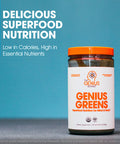 Genius Super Greens Superfood Powder, Nootropic Supplement - Organic Spirulina Powder with Lions Mane, Kale, Spinach & Antioxidants - Juice & Smoothie Mix for Energy, Immunity & Gut Health