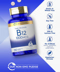 Carlyle Vitamin B12 1000 mcg | 250 Count | Time Release Tablets | Vegetarian, Non-GMO, and Gluten Free Supplement