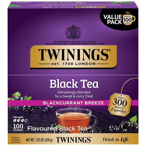 Twinings Lemon & Ginger, Caffeine-Free Herbal Tea Bags, 100 CT Box (1 Pack) | Spicy & Tangy, Ginger, Lemon Peel, Lemongrass, Blackberry Leaves, Soothe Digestion, 100 Foil Lined Individually Wrapped Bags
