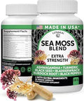 Lunakai Usa Made Irish Sea Moss Capsules With Black Seed Oil Ashwagandha Burdock Root and Bladderwrack 60Ct