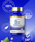 Carlyle B-12 | 3000Mcg Per Serving | 180 Vegetarian Tablets | For S | Vegetarian, Non-Gmo & Gluten Free Vitamin