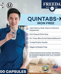Freeda One Daily Multivitamin Without Iron - Quintabs-M Iron-- Kosher, Balanced Multivitamin Supplements For Adults, Men & Women'S Health Complete Multivitamins (100 Capsules)