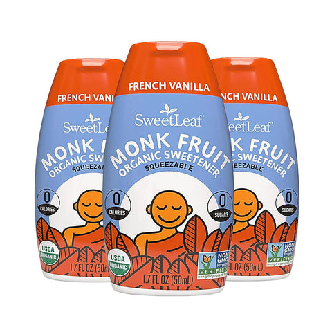 SweetLeaf Liquid Monk Fruit Variety Pack - Monk Fruit Sweetener Drops, Organic Monk Fruit Extract, Zero Calorie Sweetener, Sugar Free - French Vanilla, English Toffee, Caramel Macchiato (Pack of 3)