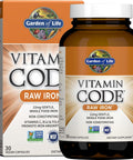 Garden Of Life Vitamin Code Raw Iron Supplement 30 Vegan Capsules 22Mg Once Daily Iron Vitamins C B12 Folate Fruit Veggies and Probiotics Iron Supplements For Women Energy and Anemia Support